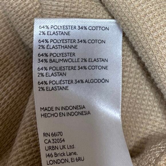 Free People Cream Tan Long Sleeve Faux Wrap V-Neck Crop Sweater Blouse Top Sz L - Picture 4 of 4